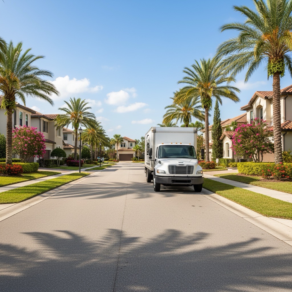 CVE truck driving through Orlando neighborhood